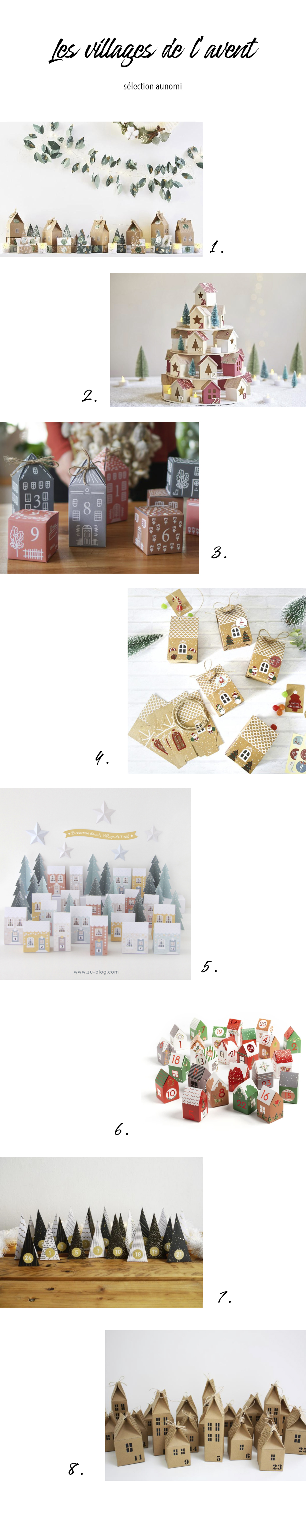 Calendrier de l'avent - DIY - Selection de petites maisons en papier, carton ou bois pour créer un village de Noël - selection aunomi